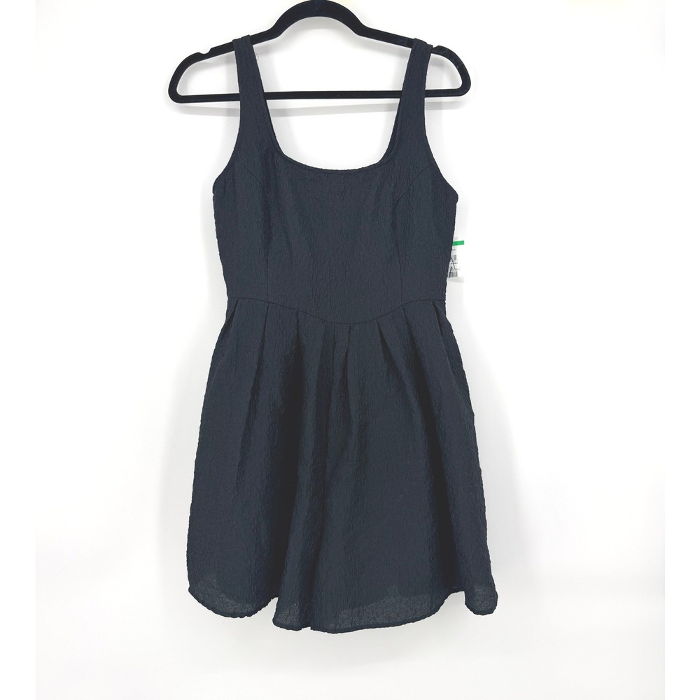 Chelsea28 Womens Black Textured Pleated Sleeveless Romper Square Neck Small
